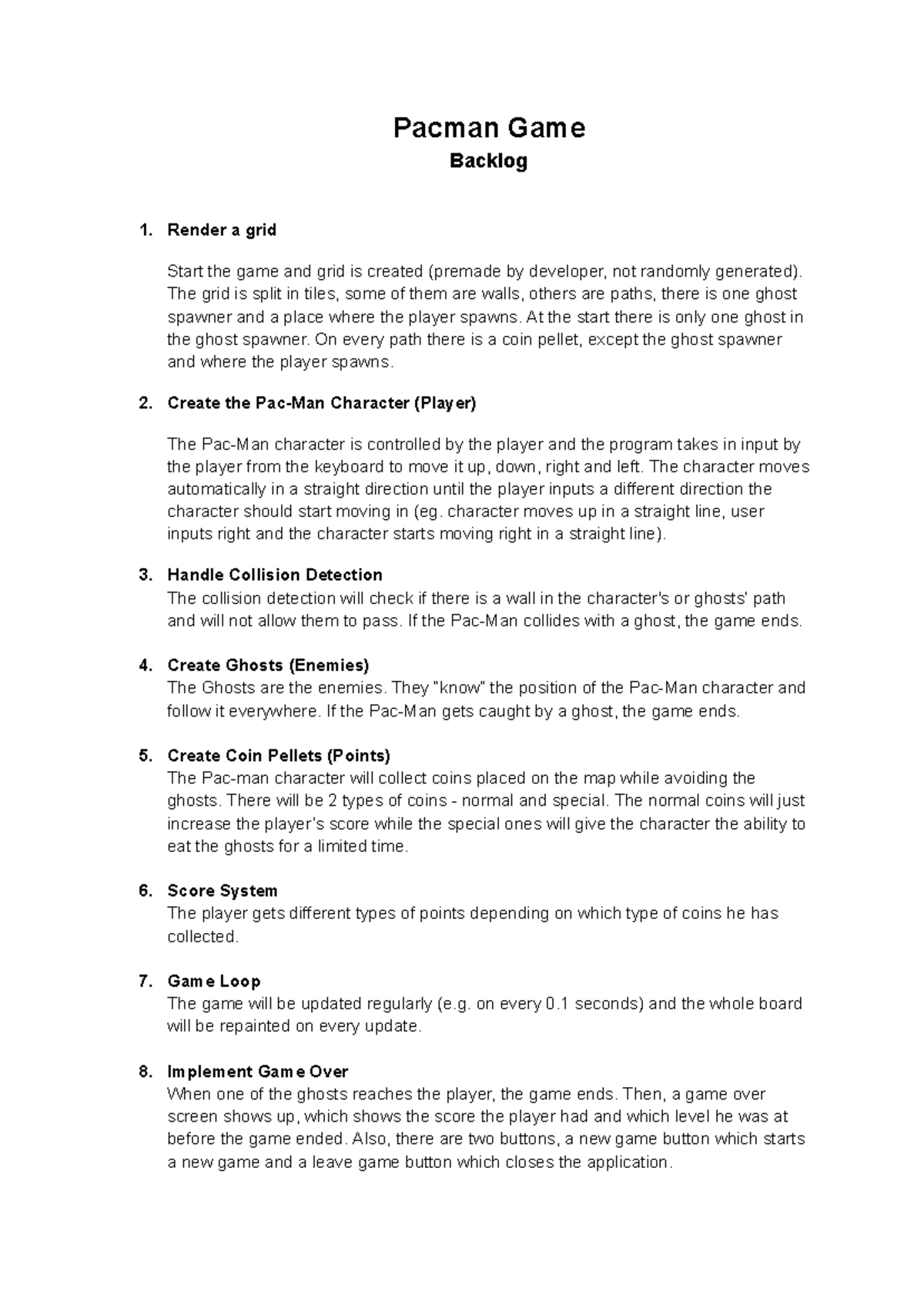 Pacman Game Development Backlog - Key Features and Implementation Steps ...