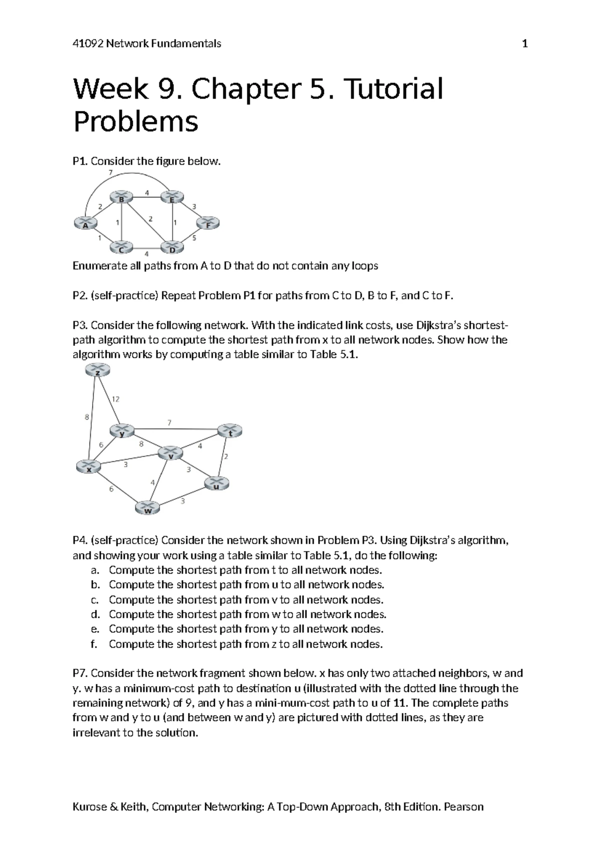 Week 11 Tutorial Problems - Network Fundamentals 41092 - Studocu