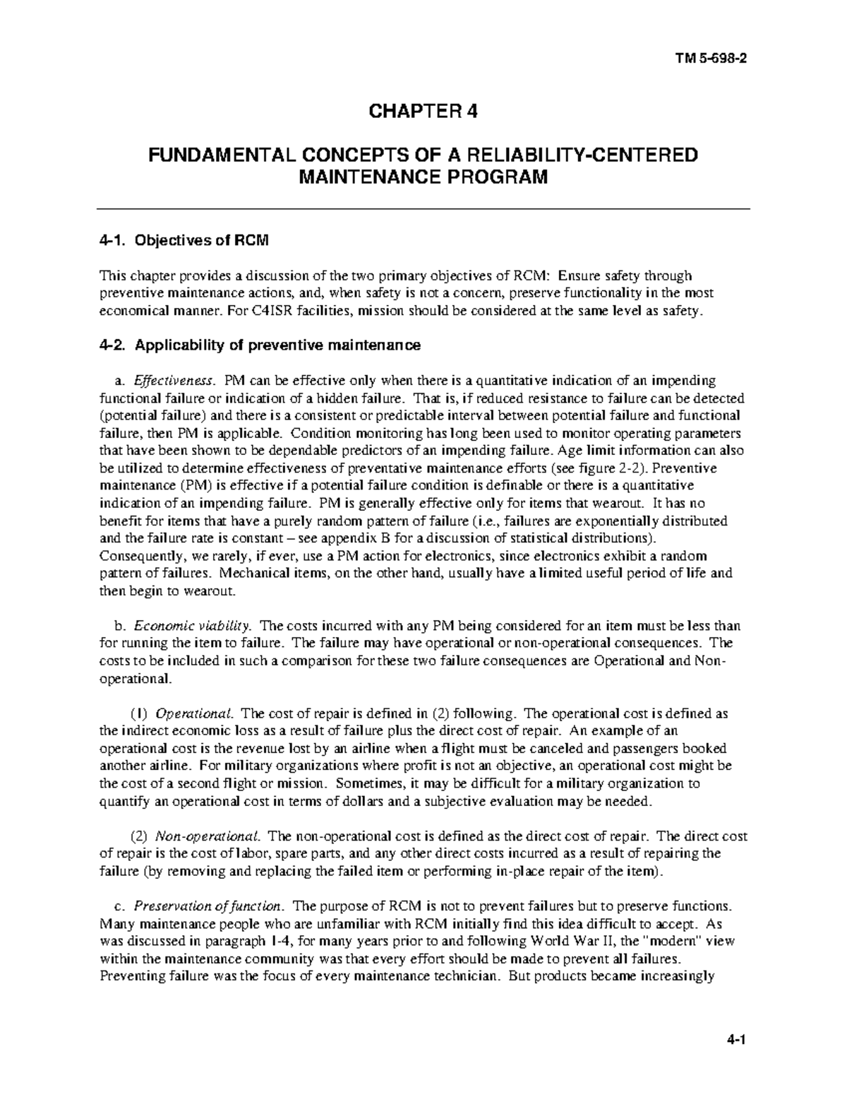 TM CHAPTER 4 RCM: FUNDAMENTAL CONCEPTS OF MAINTENANCE PROGRAM - Studocu