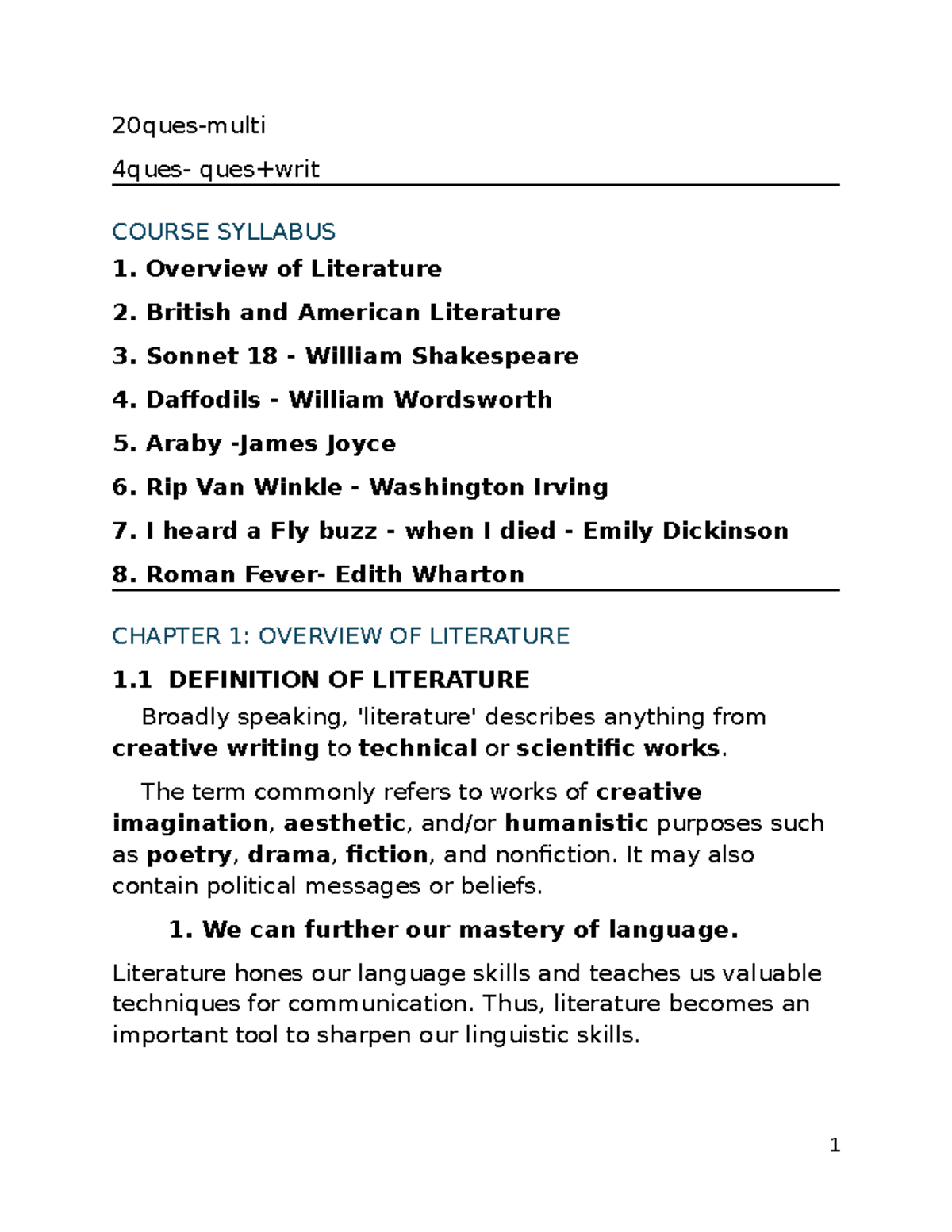 B1: Overview of Literature - Key Themes and Analysis - Document Preview