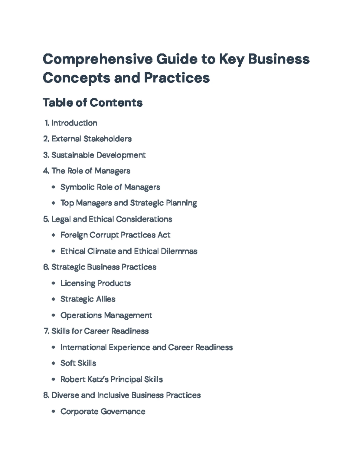 Key Management Concepts and Practices Overview (Course Code: MGT101 ...