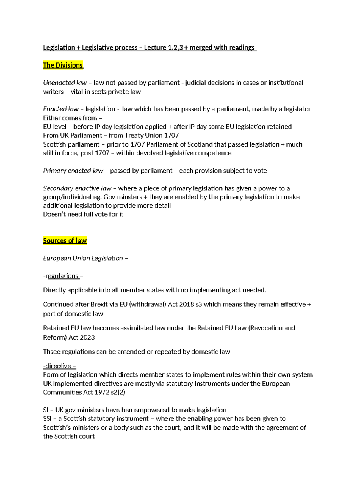 Legislation Notes: Understanding the Legislative Process (Course Code ...
