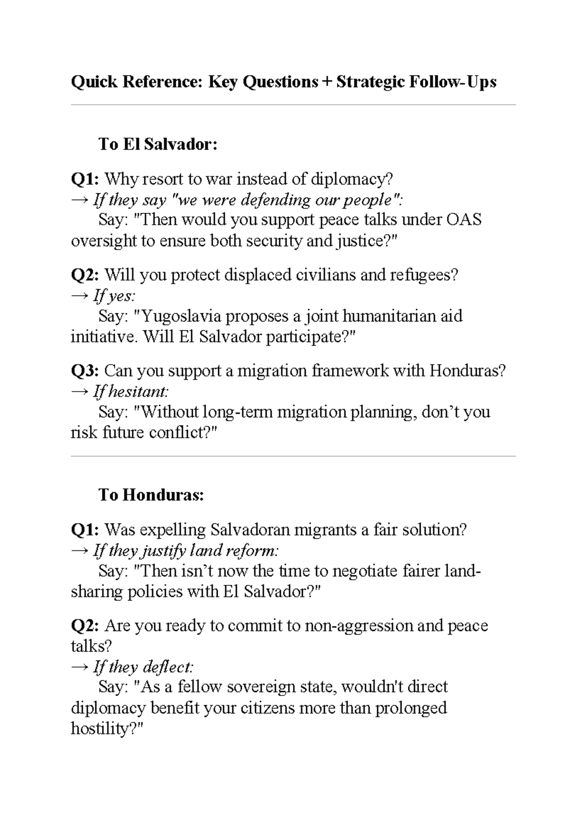 Quick Reference: Key Strategic Questions on El Salvador's Conflict ...