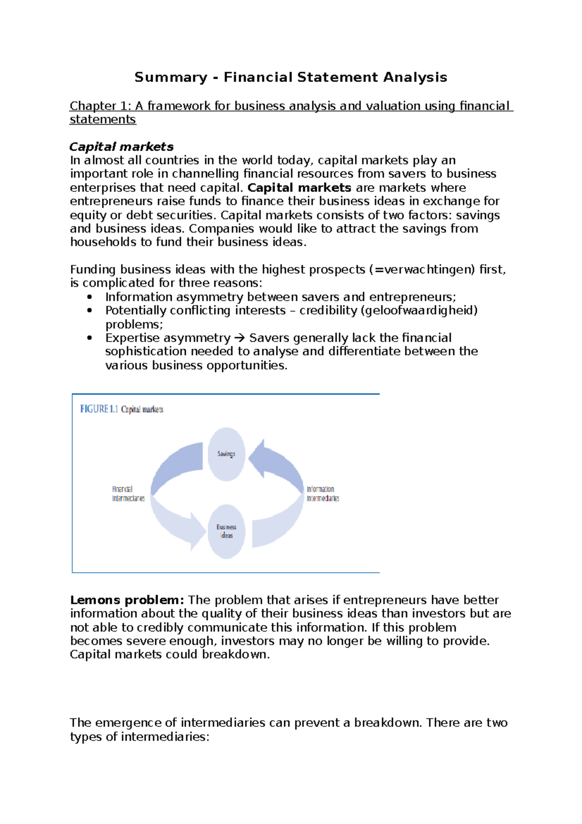 Lecture Notes: Financial Statement Analysis (FIN 101) - Chapter 1 ...