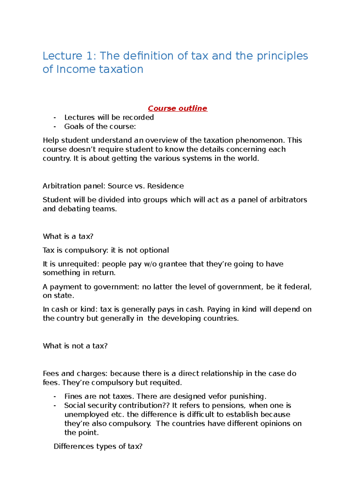 Lecture 1: Understanding Tax Definitions & Income Tax Principles ...