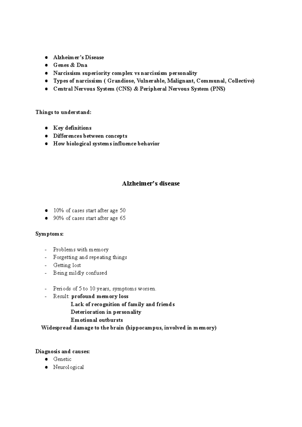 Psychology Revision: Disease Genes & Types of Narcissism (PSY 101 ...