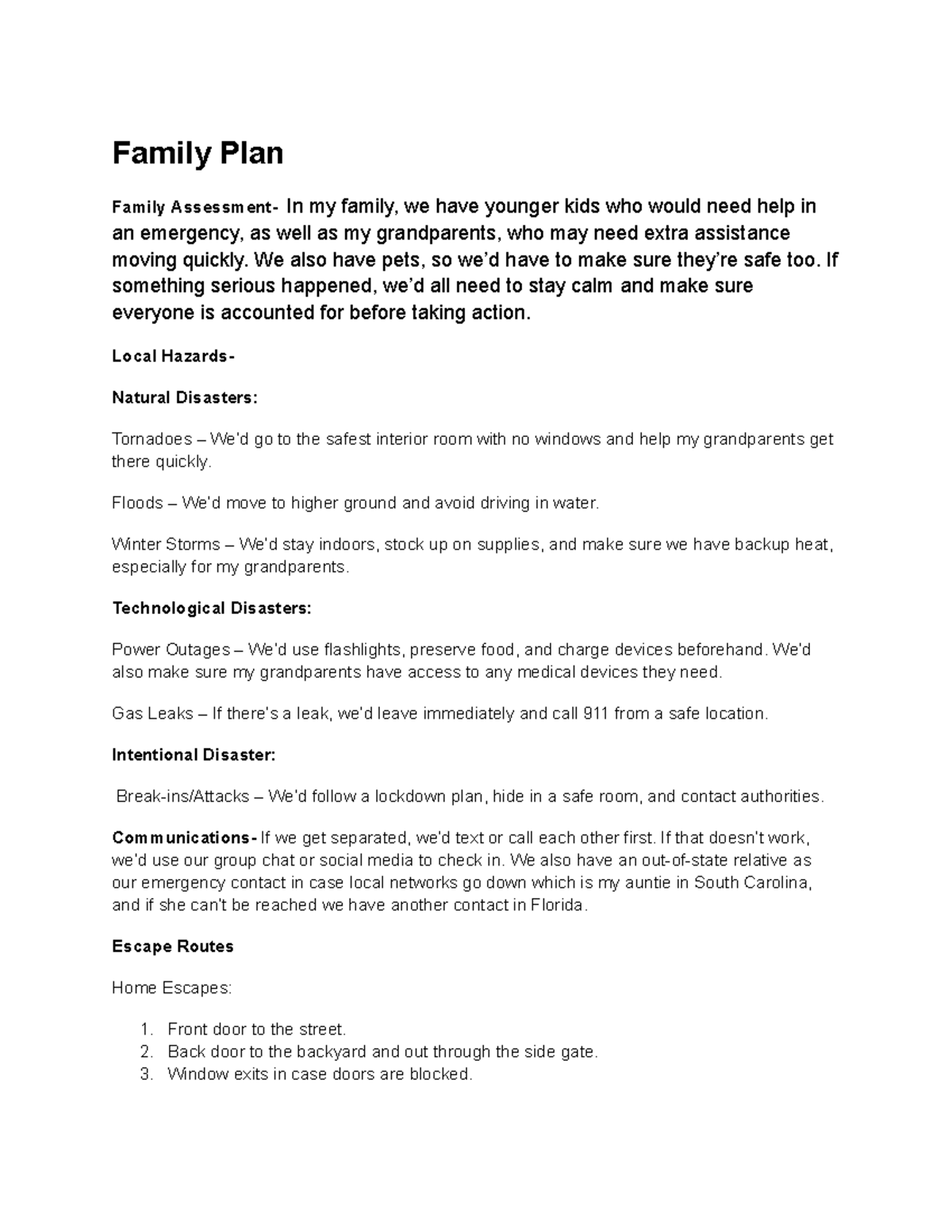 Family Plan Write Up- Extra Credit - Family Plan Family Assessment- In ...