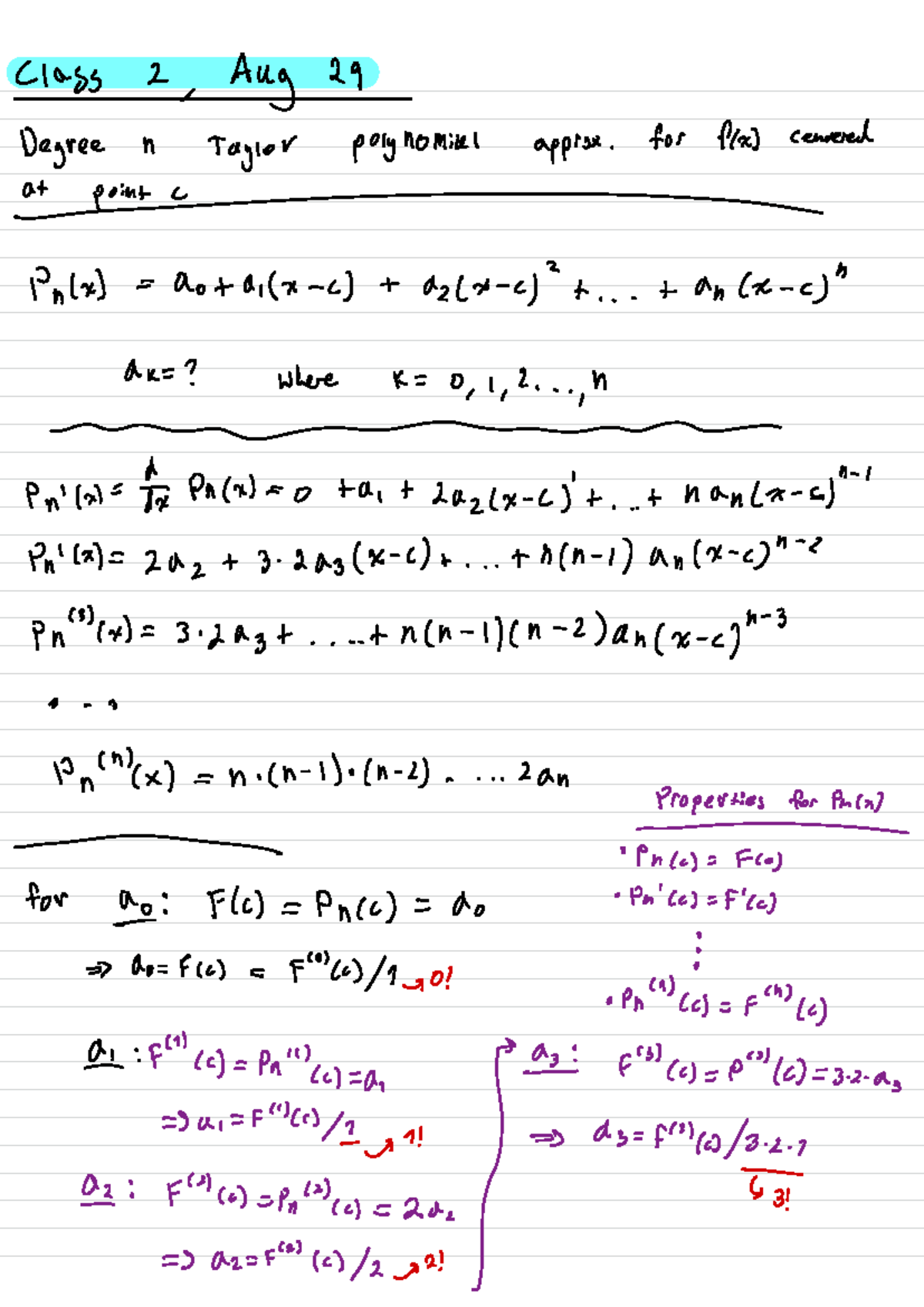 Class 2 Lecture Notes: Polynomial Taylor Approximation - Studocu