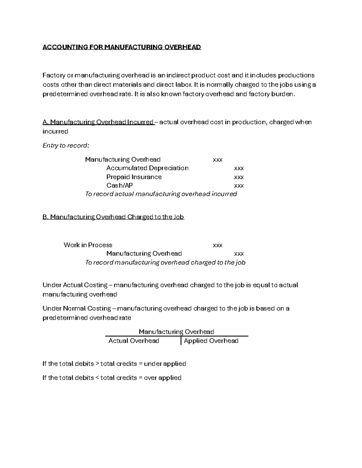 ACCT 301: Manufacturing Overhead Analysis and Cost Allocation - Studocu