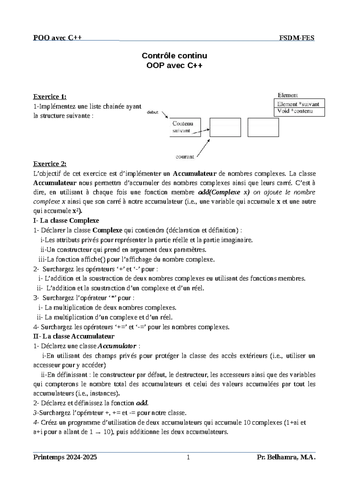 POO - Série 1: Exercices de Programmation C++ et Gestion des Erreurs ...
