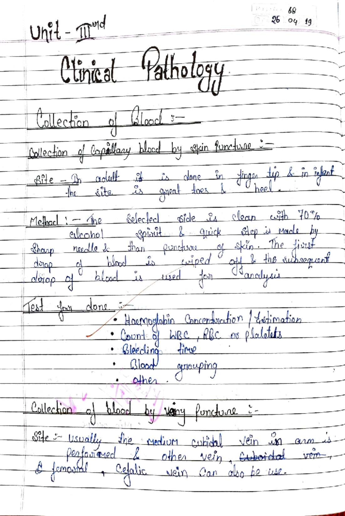 Clinical Pathology: Blood Collection Techniques and Tests (Unit 26 ...