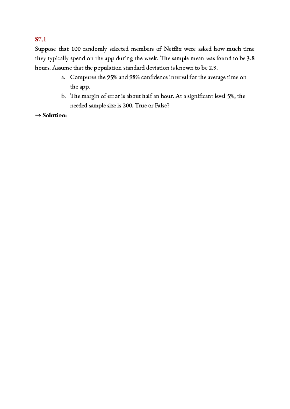 Group 5 SB-13 Confidence Interval Problems and Solutions - Studocu