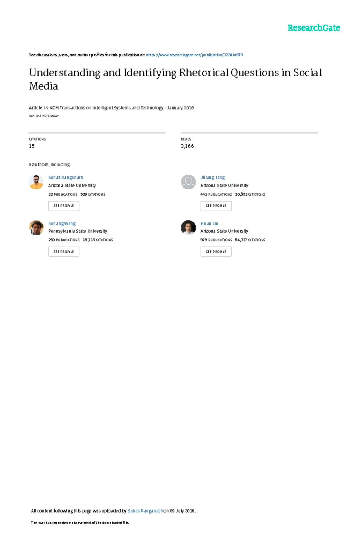 Understanding & Identifying Rhetorical Questions in Social Media: A ...