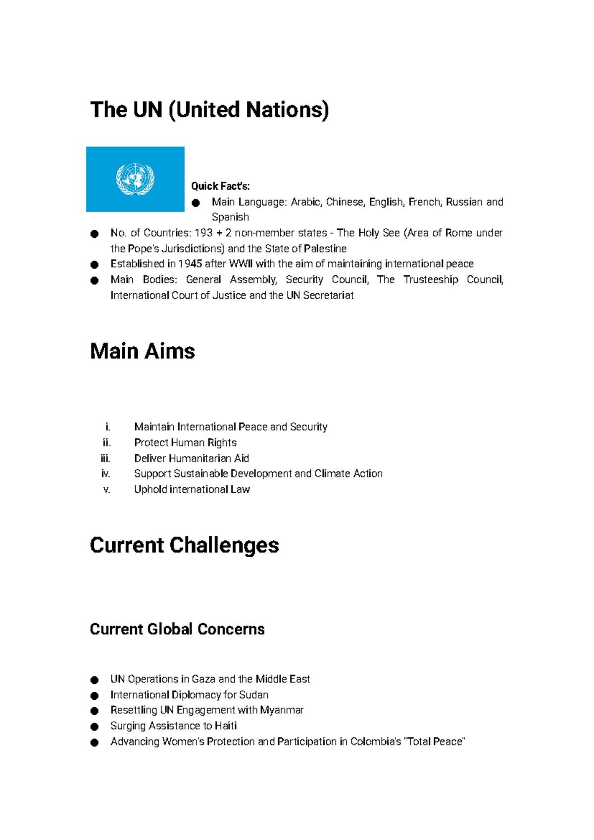 The United Nations (UN) Fact File: Key Functions and Global Challenges ...