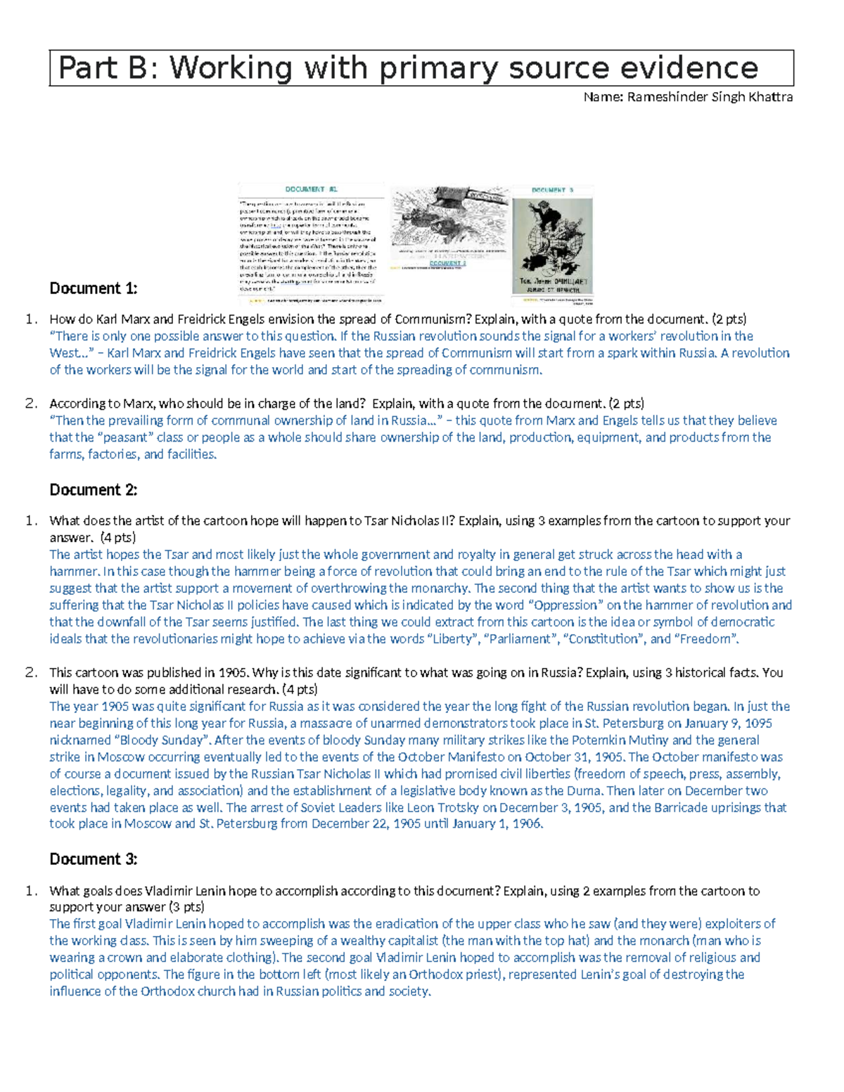 Part B-Working with primary source evidence-Name - Part B: Working with ...