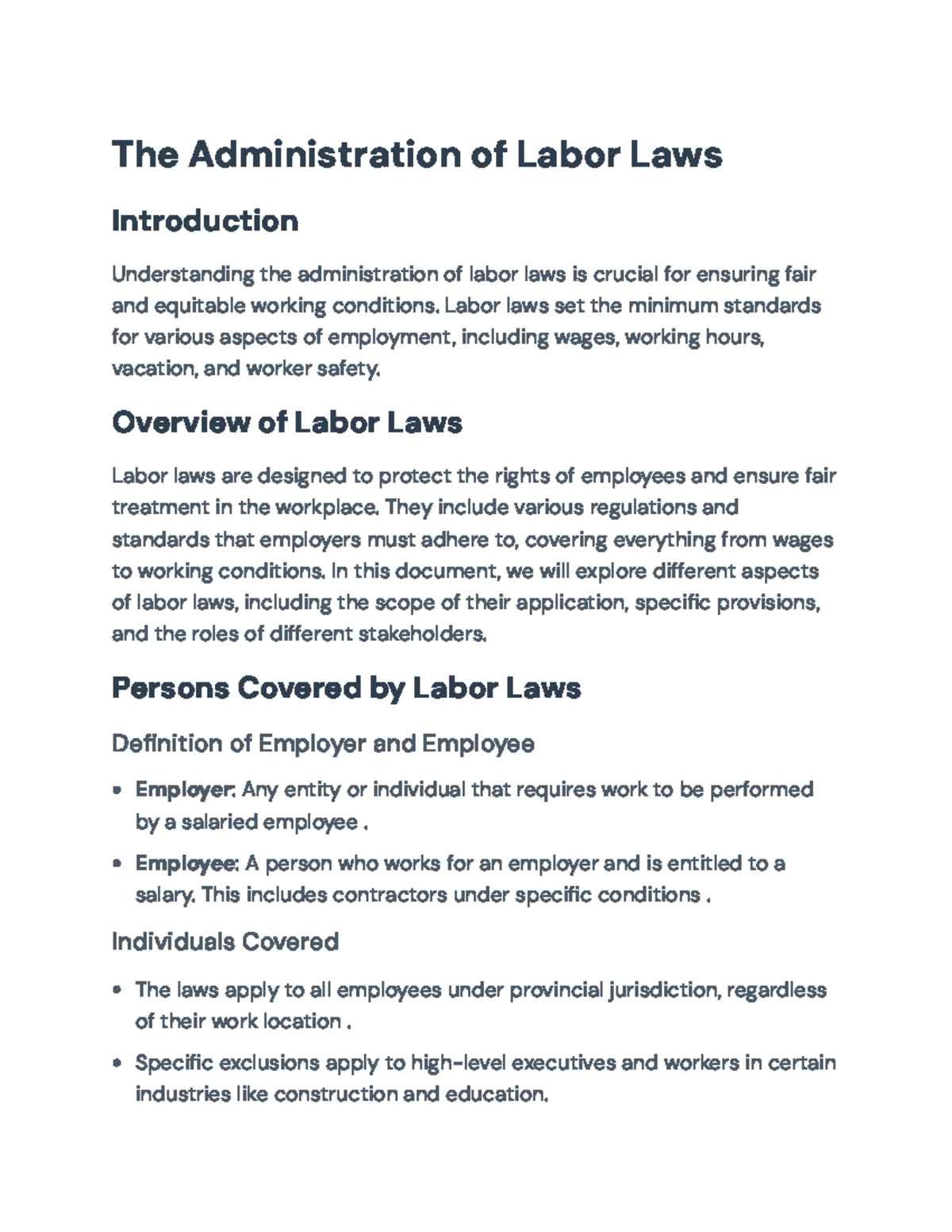 Labor Laws Overview and Employee Rights - Admin of Labor Laws - The ...
