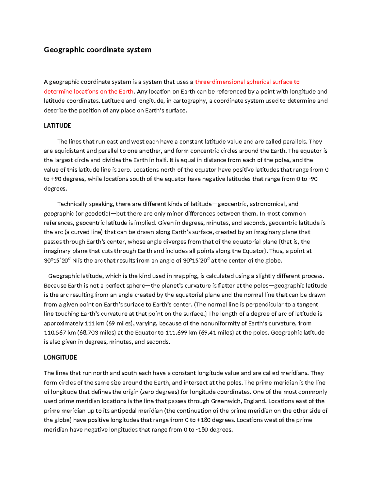 Geographic coor-WPS Office - Geographic coordinate system A geographic ...