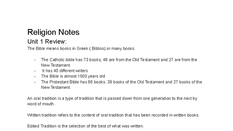 Religion Notes Unit 1 & 2 Review: Understanding the Bible and Covenants ...
