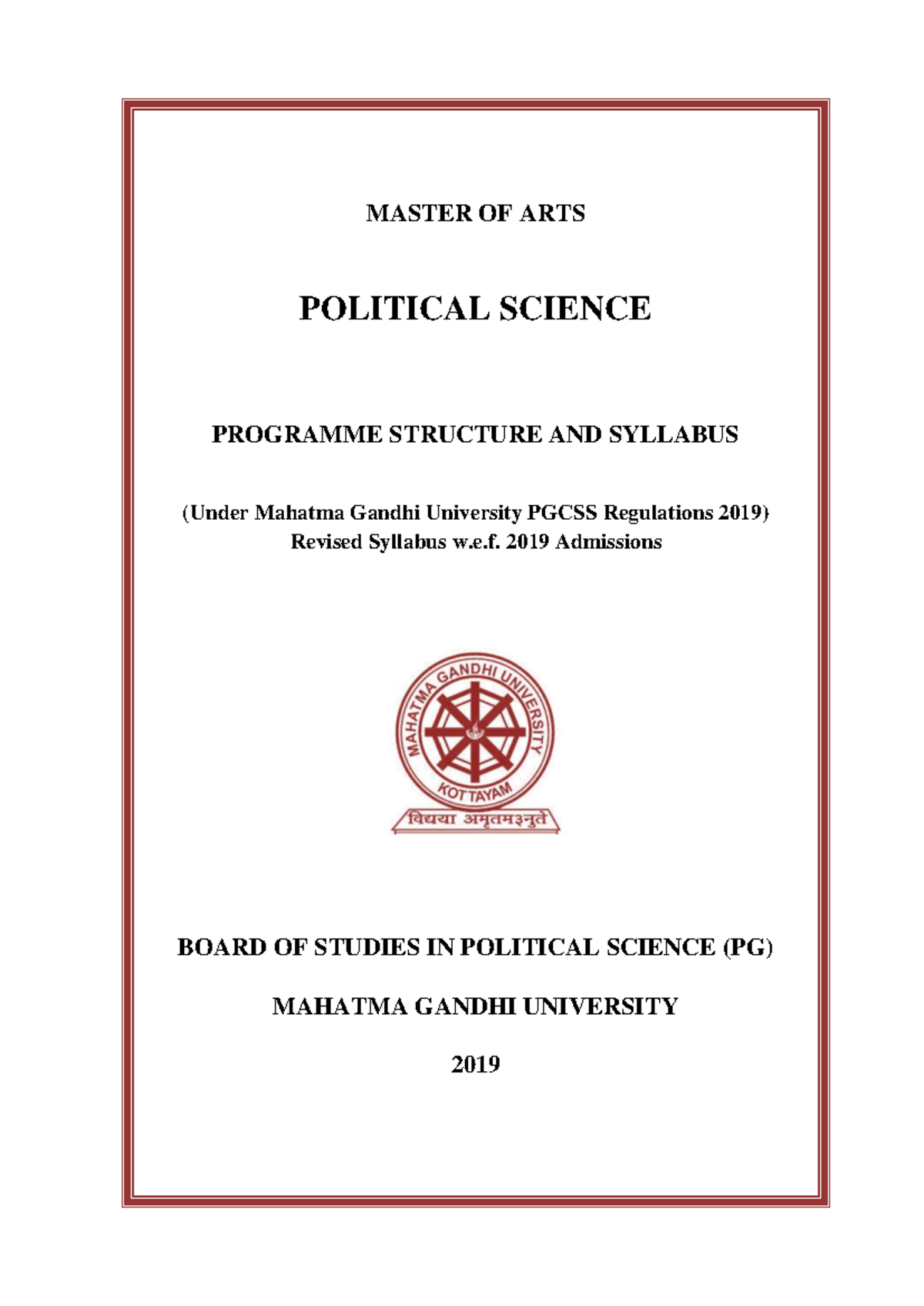 MA Political Science Programme Structure & Syllabus Overview - Studocu