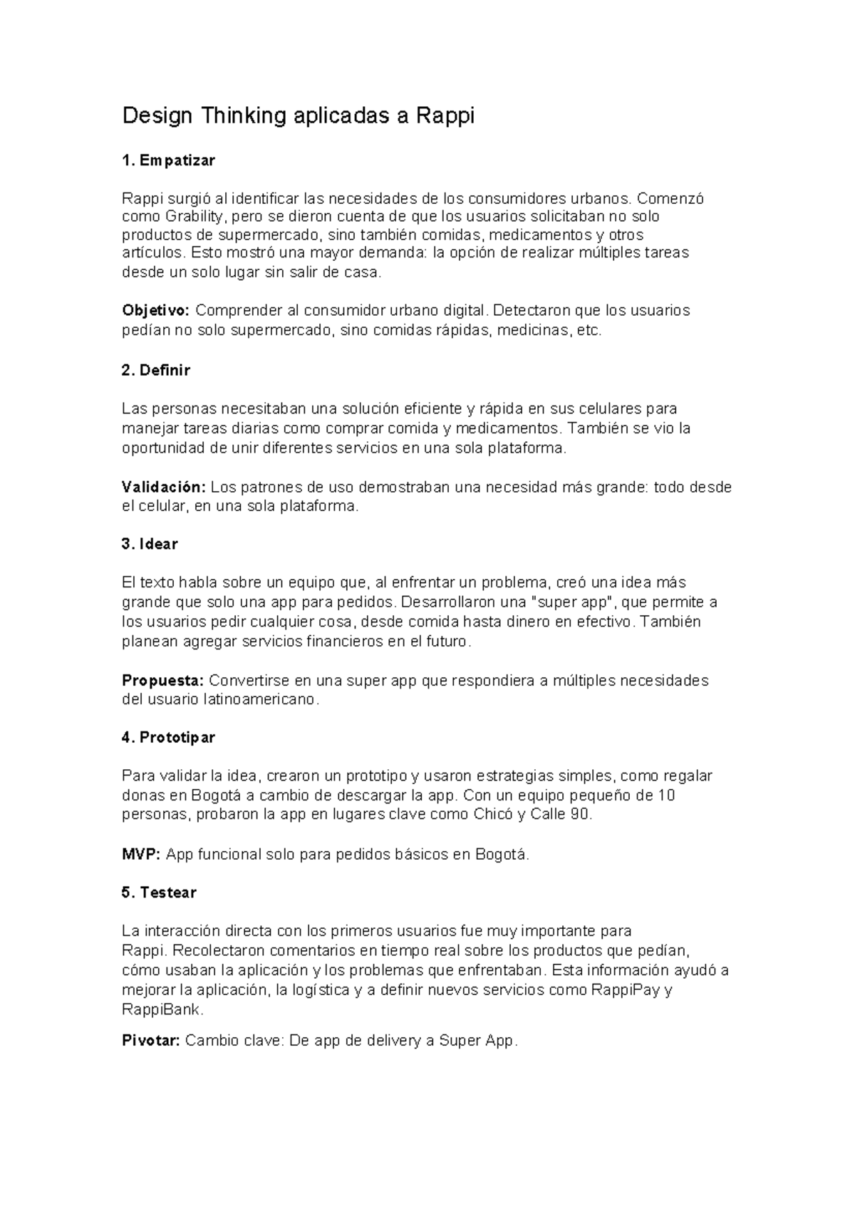 Design Thinking en Rappi: Empatía, Definición y Prototipado - Studocu