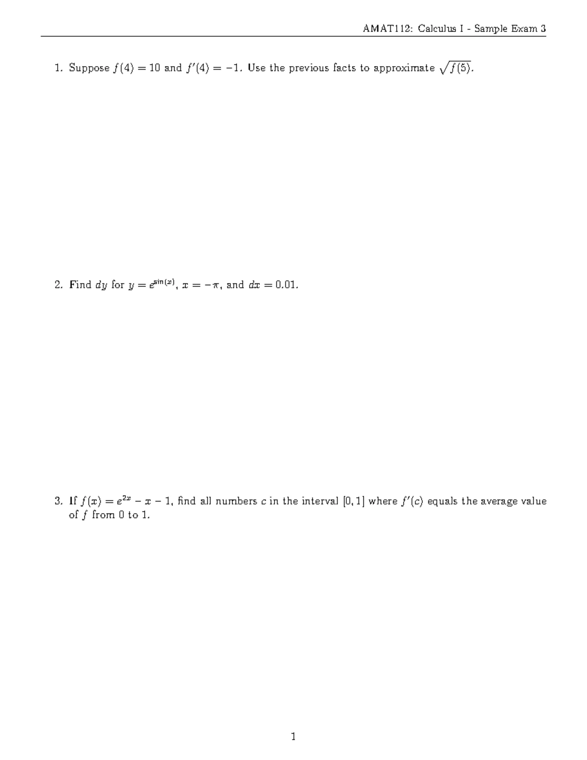 AMAT112: Calculus I - Worksheet 2 Instructions & Problems - Studocu