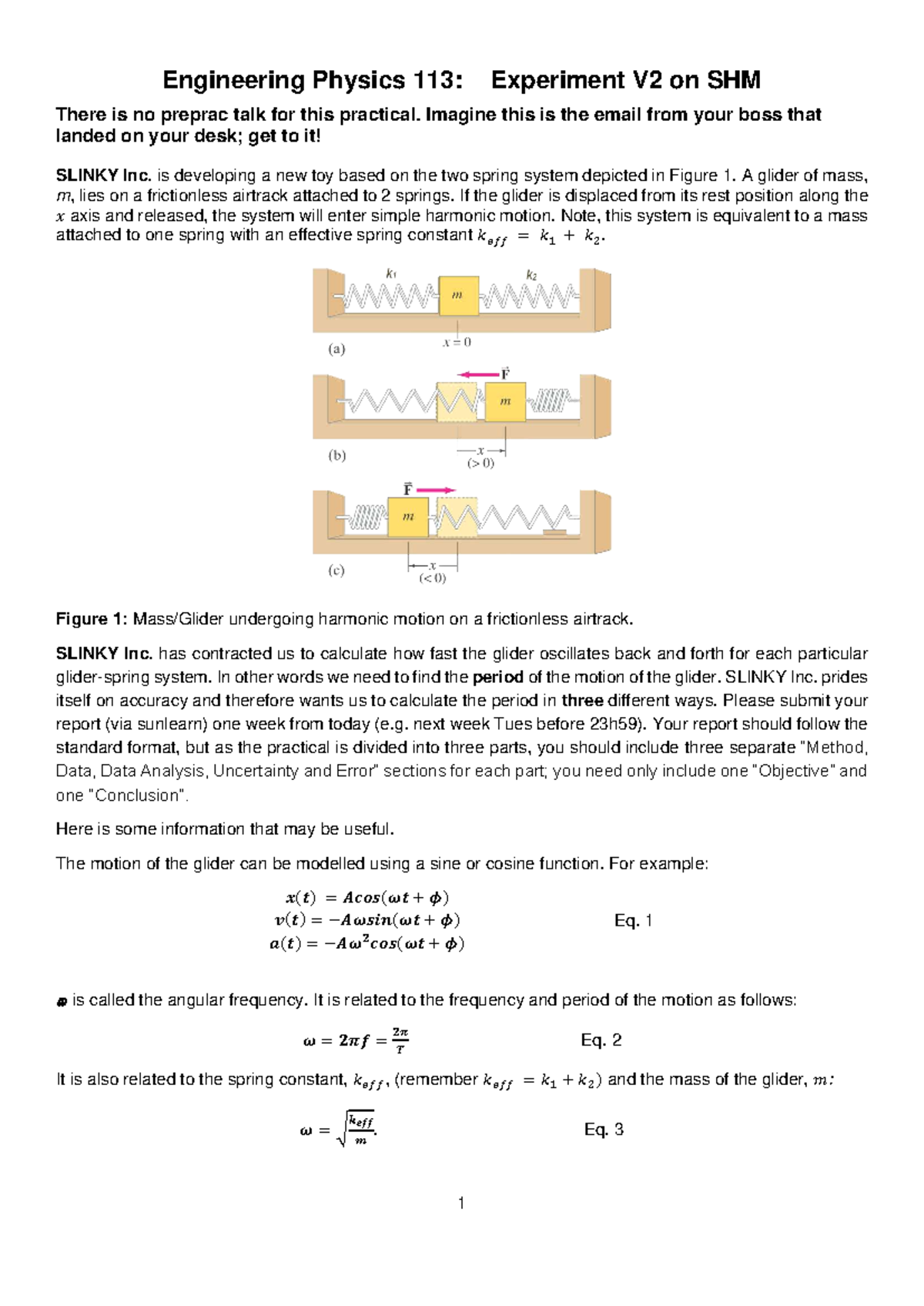 Engineering Physics 113: V2 SHM Practical Report and Analysis - Studocu