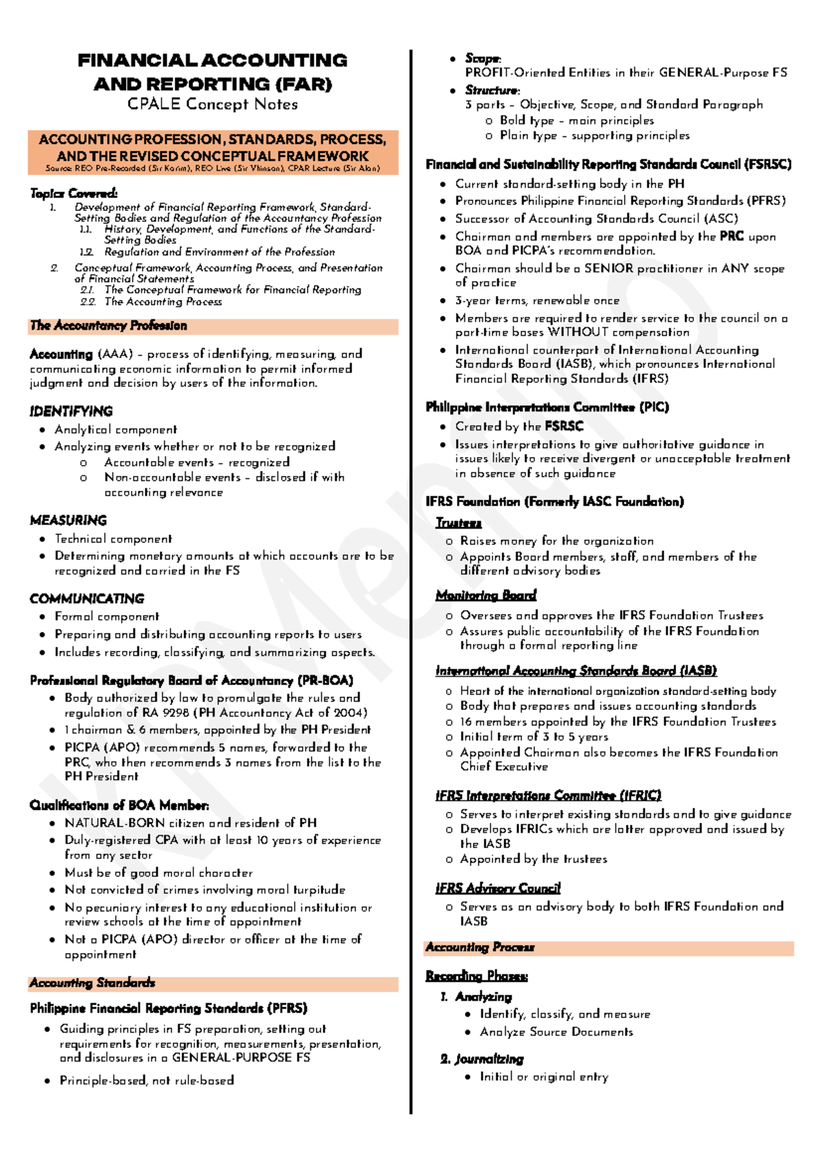 Financial Accounting and Reporting (FAR) CPALE Concept Notes ...