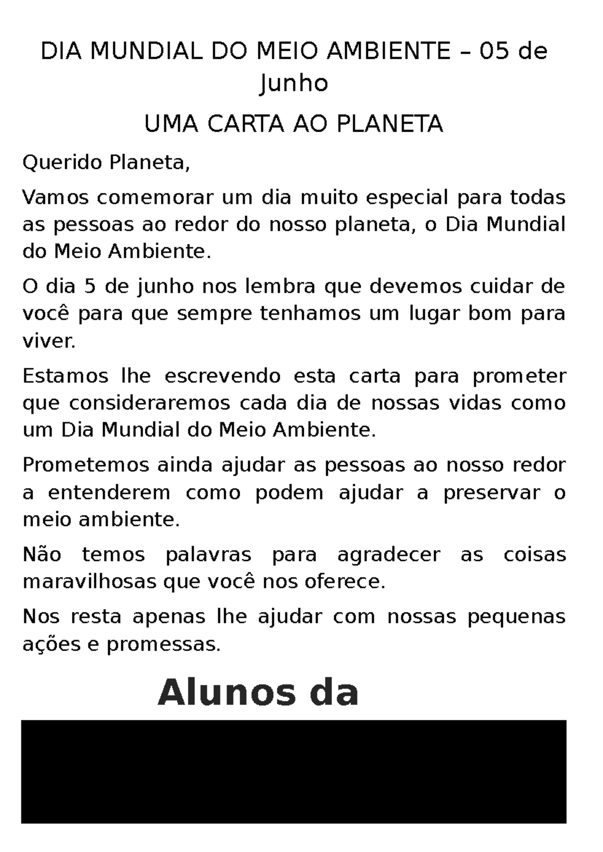 DIA Mundial DO MEIO Ambiente - DIA MUNDIAL DO MEIO AMBIENTE – 05 de ...