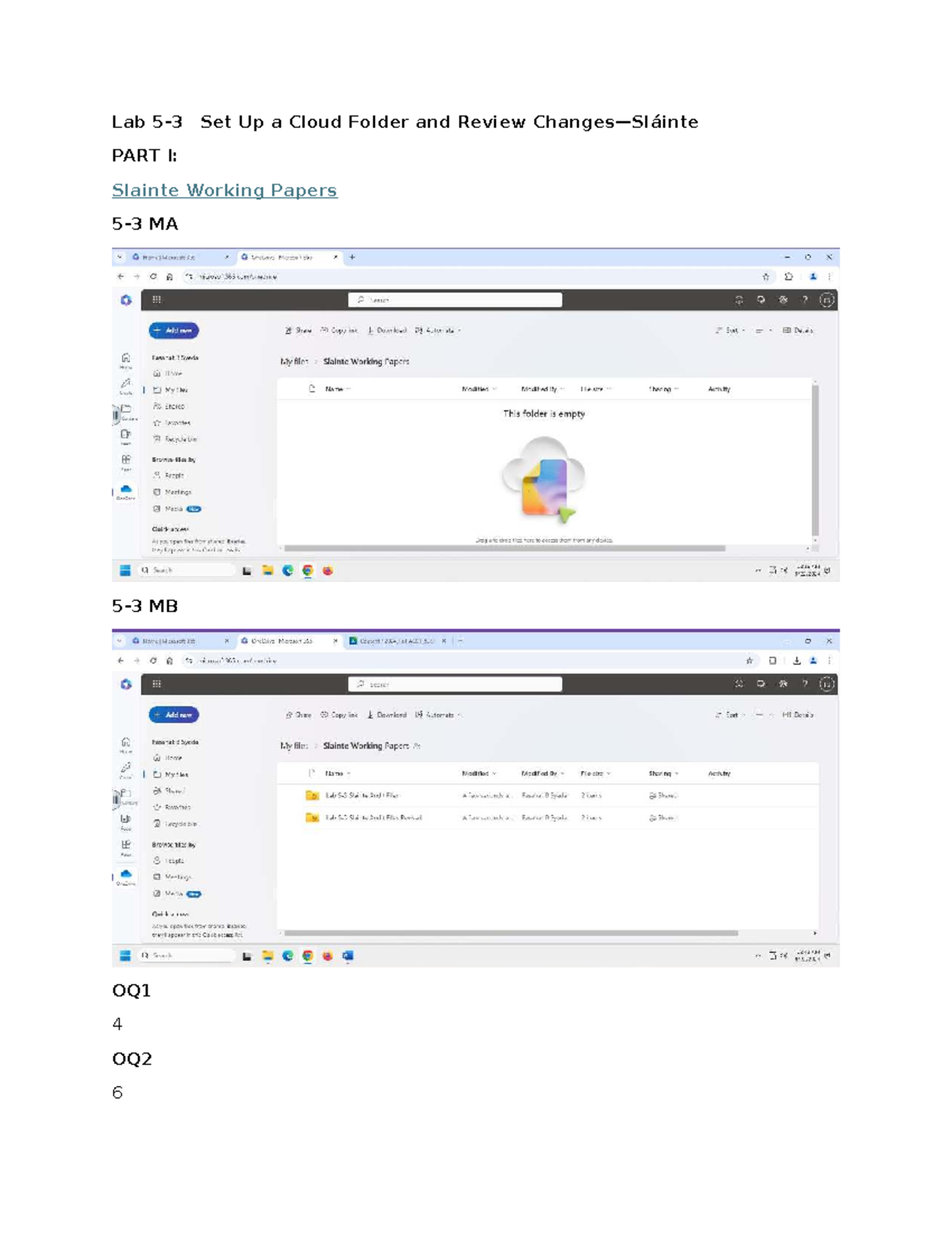 Lab Setup for Cloud Folder & Review: Slainte Working Papers MA MB - Studocu