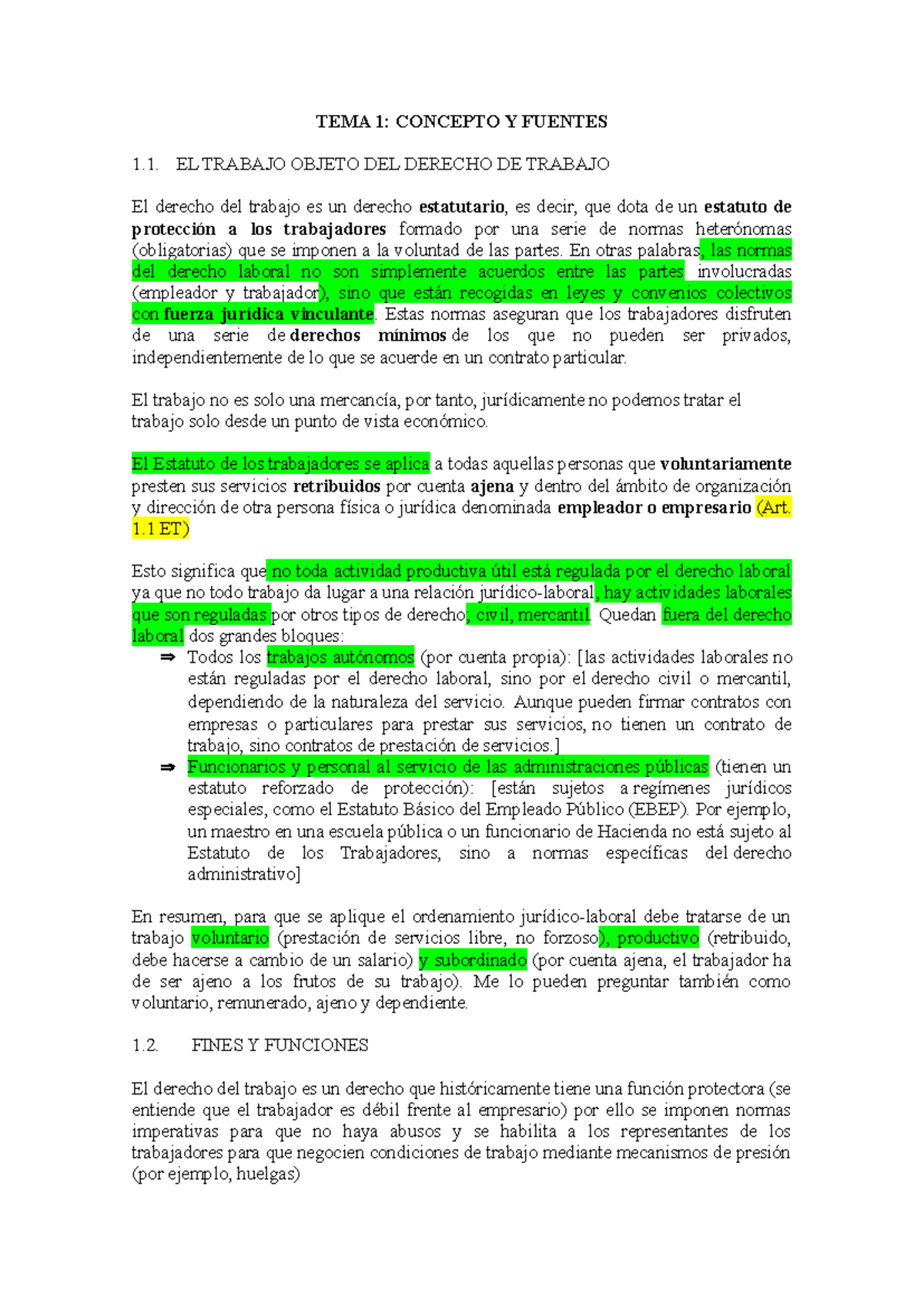 Apuntes de Derecho Laboral: Conceptos y Evolución (TEMA 1) - Studocu