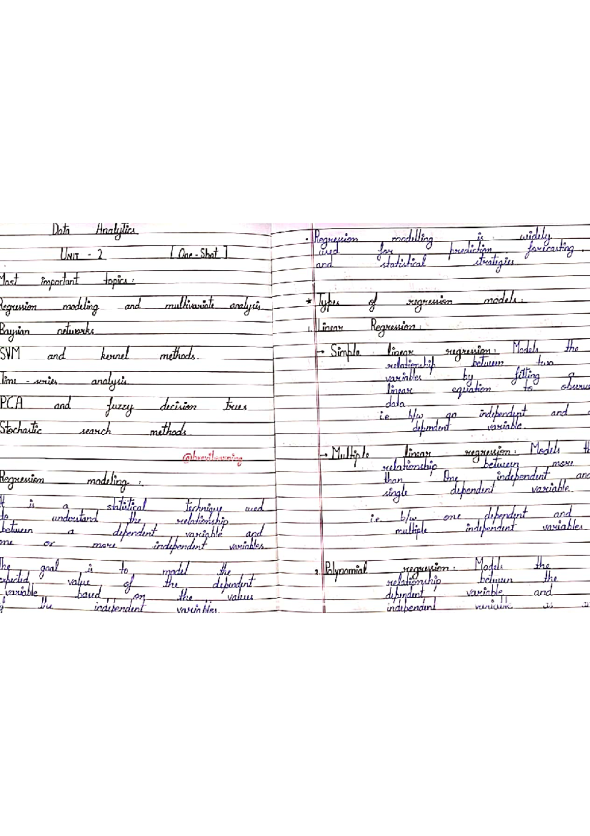 Data Analytics Regression Modeling Overview - UNIT 2 Study Notes - Studocu