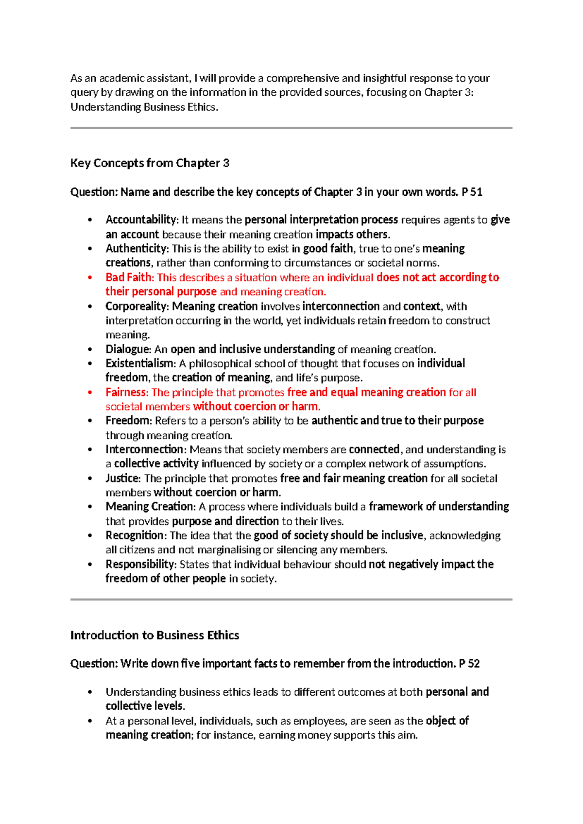 WVS 312 Chapter 3: Key Concepts in Business Ethics - Notes and Insights ...