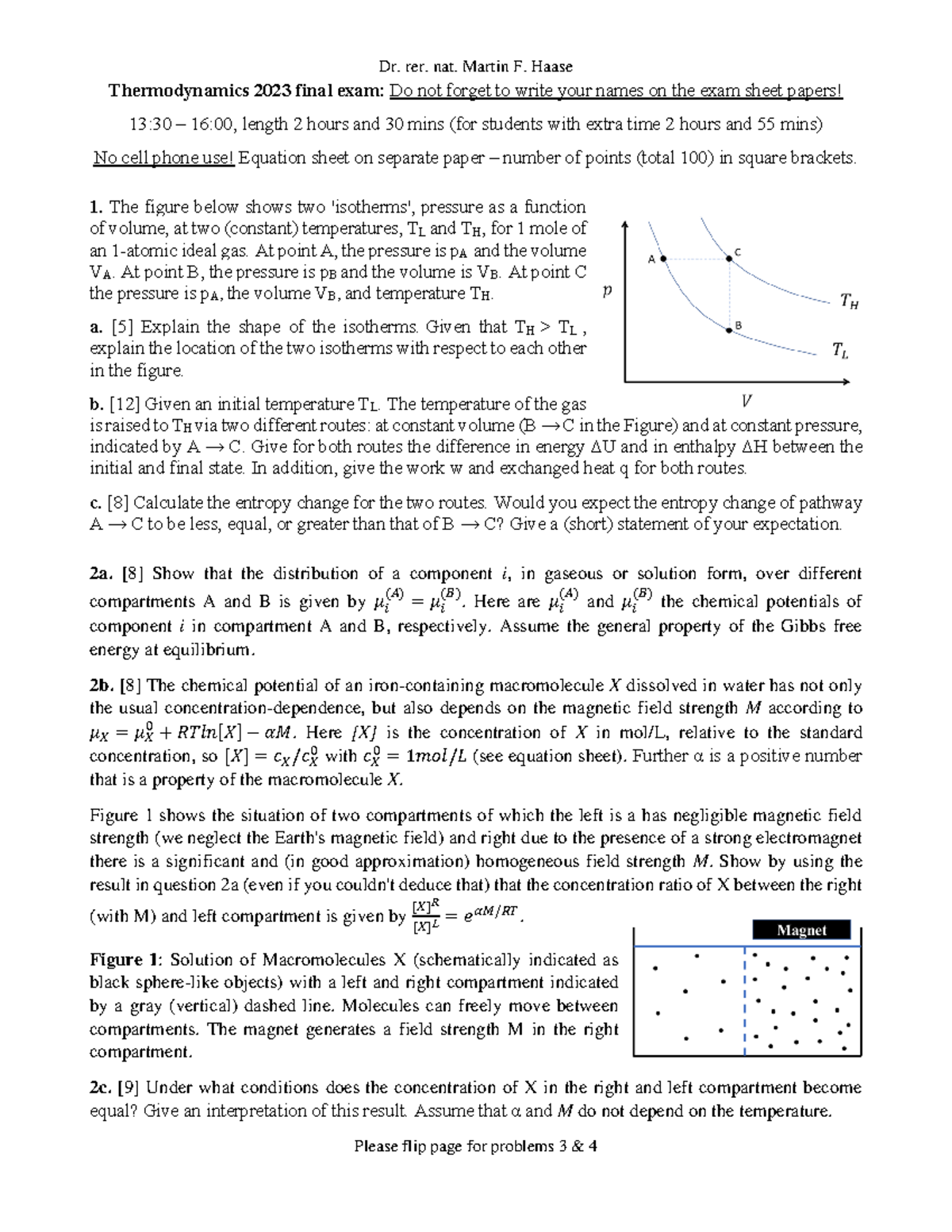 Thermodynamics 2023 Final Exam Practice Problems & Solutions - Studeersnel