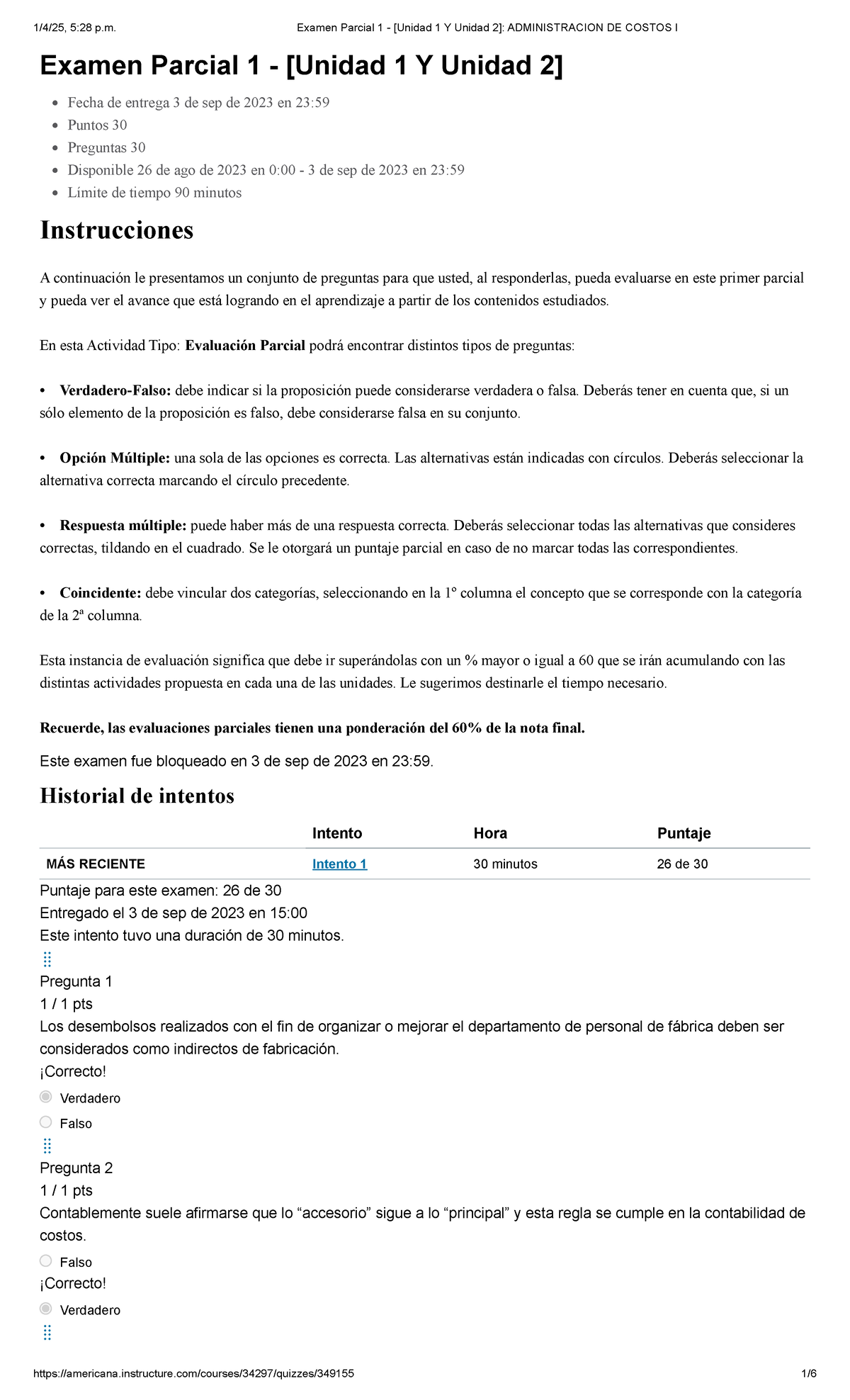 Examen Parcial 1 - [Unidades 1 y 2] Administración de Costos I - Studocu