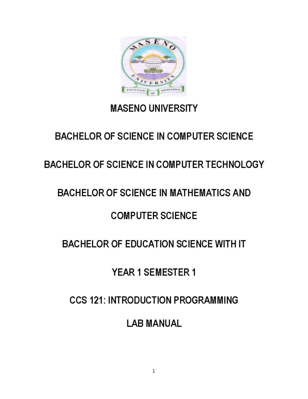 CCS 121A: Introduction to Programming Lab Manual - Pascal Basics - Studocu
