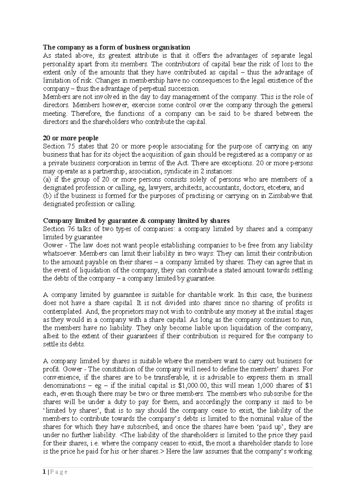 Topic 3: The Company as a Business Organization - Key Legal Principles ...
