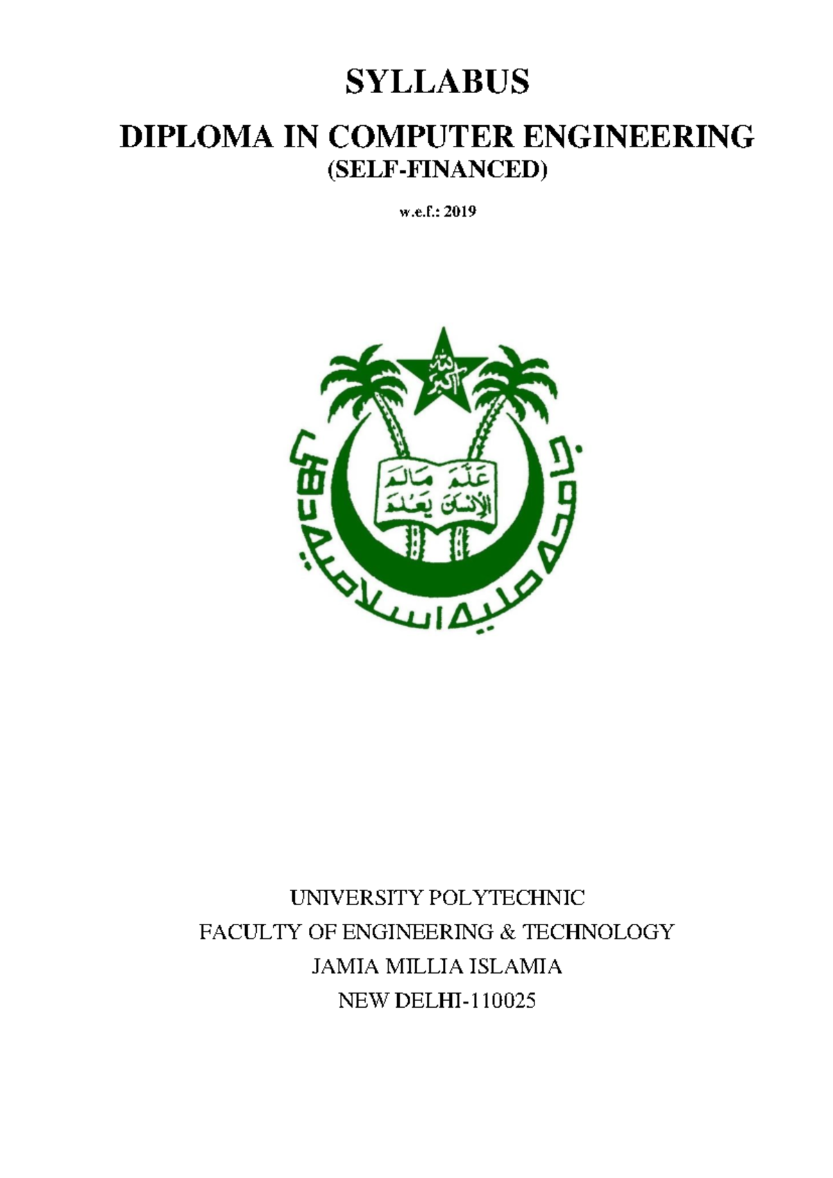 Fet up diploma computer engineering selffinanced - SYLLABUS DIPLOMA IN ...