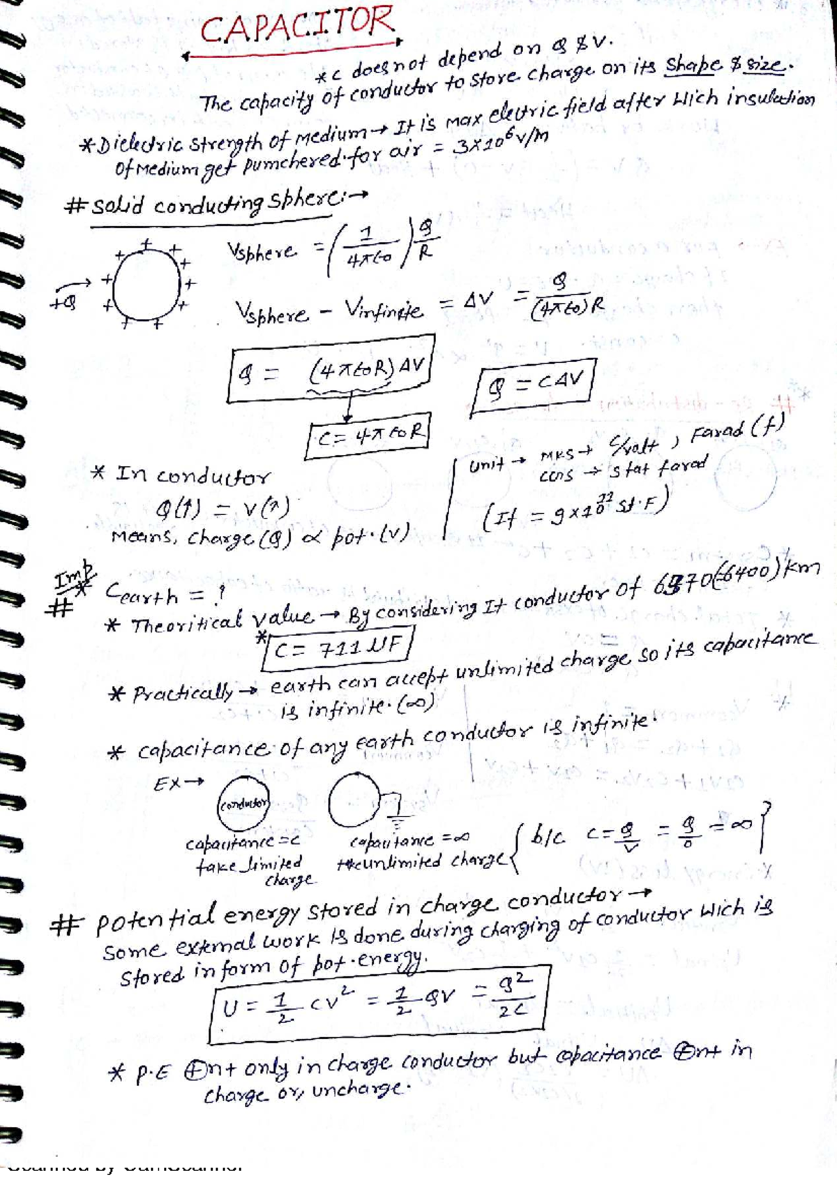 Capacitor Concepts and Formulas: Detailed Study Notes for PHYS 101 ...