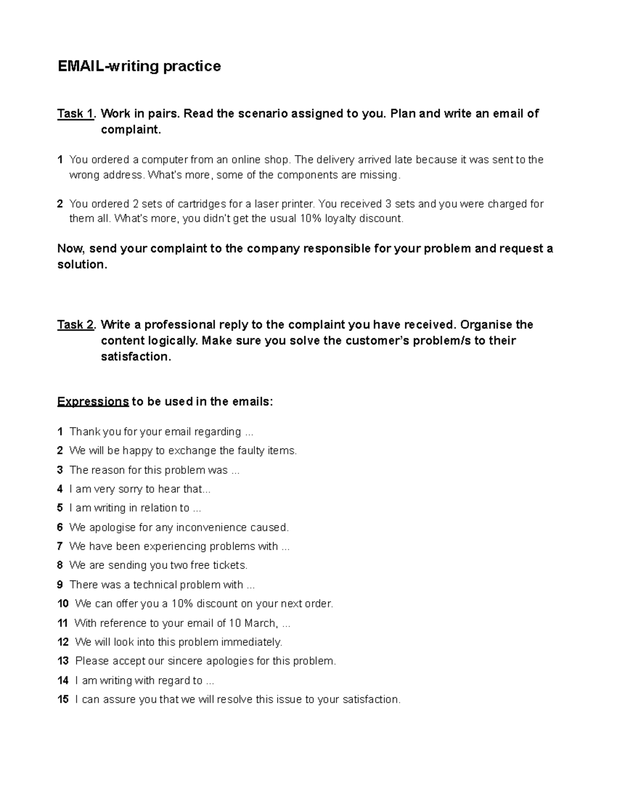 Effective Email Writing for Complaint Resolution - Practice Guide - Studocu