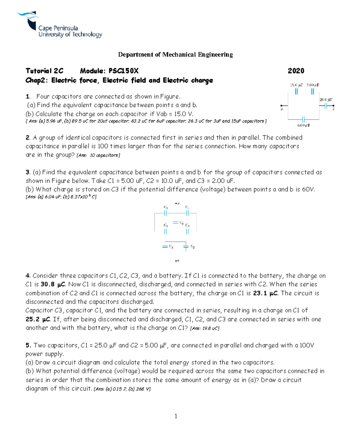 Tutorial 2C Chap2 - practice - 1 Department of Mechanical Engineering ...