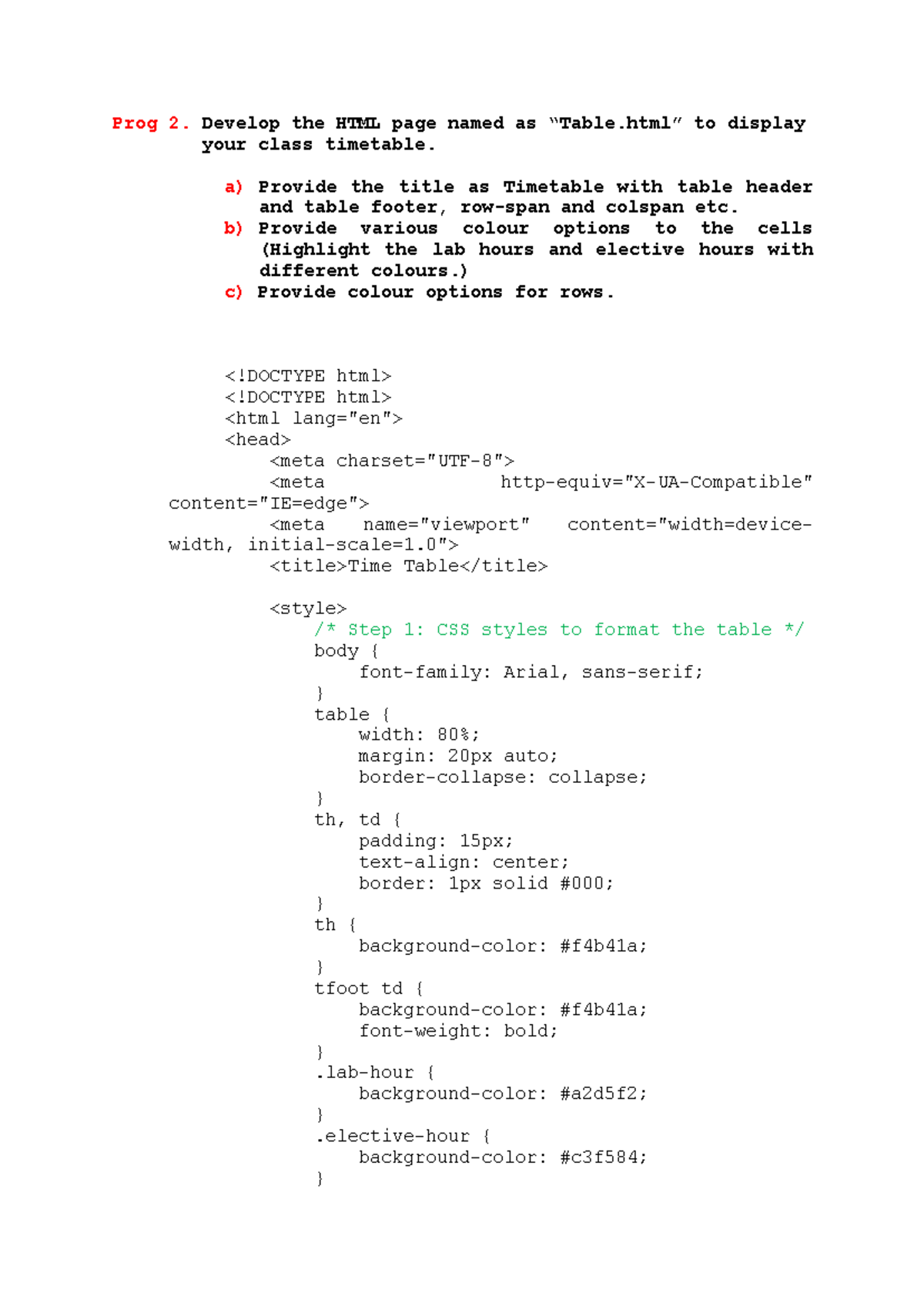Prog-2 - Computer networks - Prog 2. Develop the HTML page named as ...