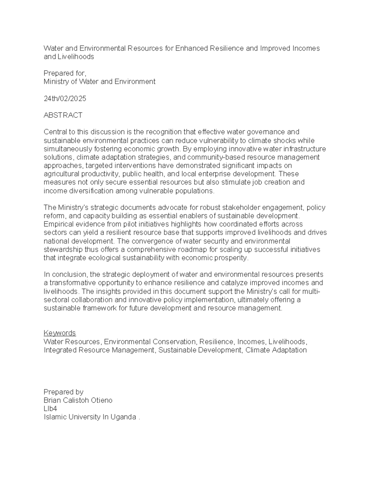 Abstract - Water and Environmental Resources for Enhanced Resilience ...