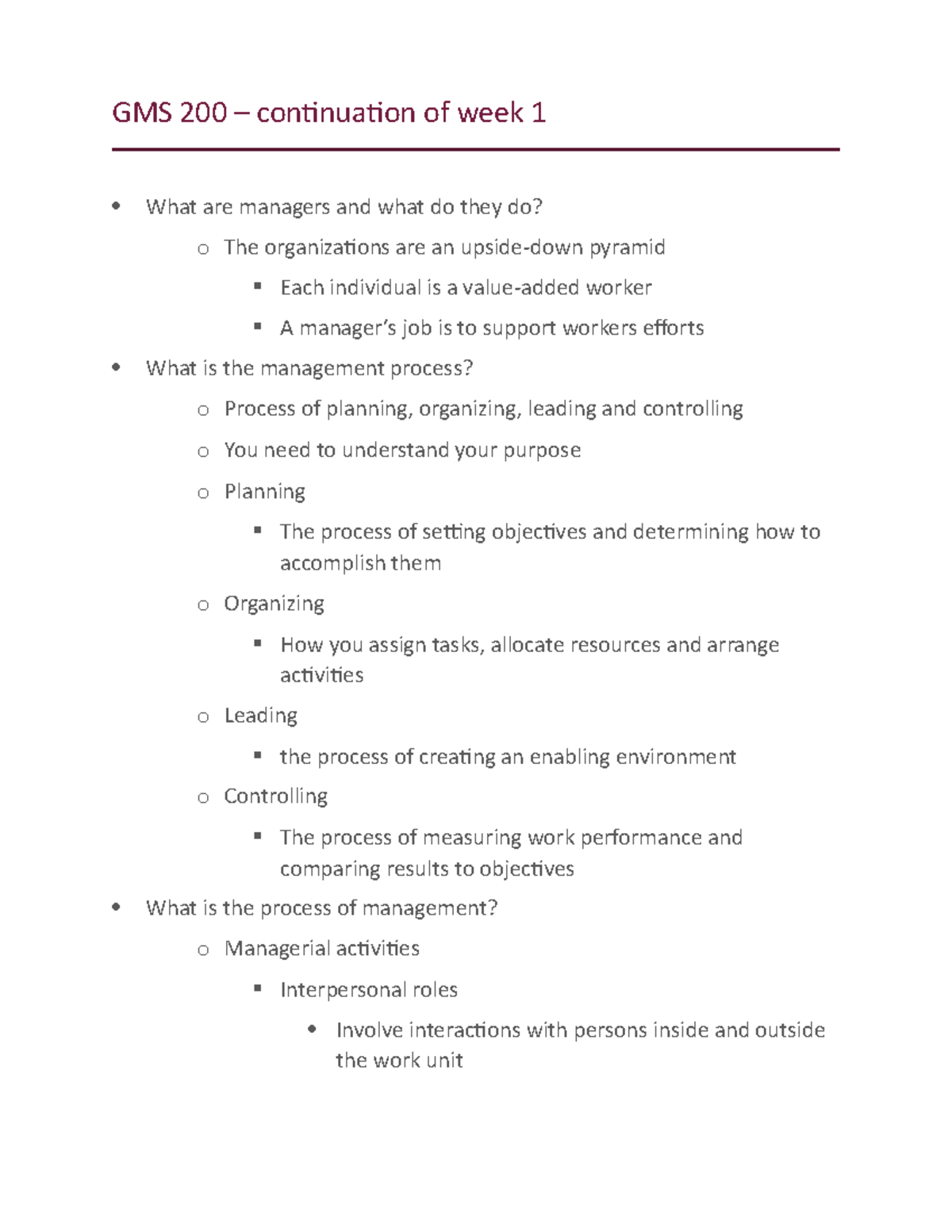 Lecture 2 - chapter 1-4 - GMS 200 – continuation of week 1 What are ...