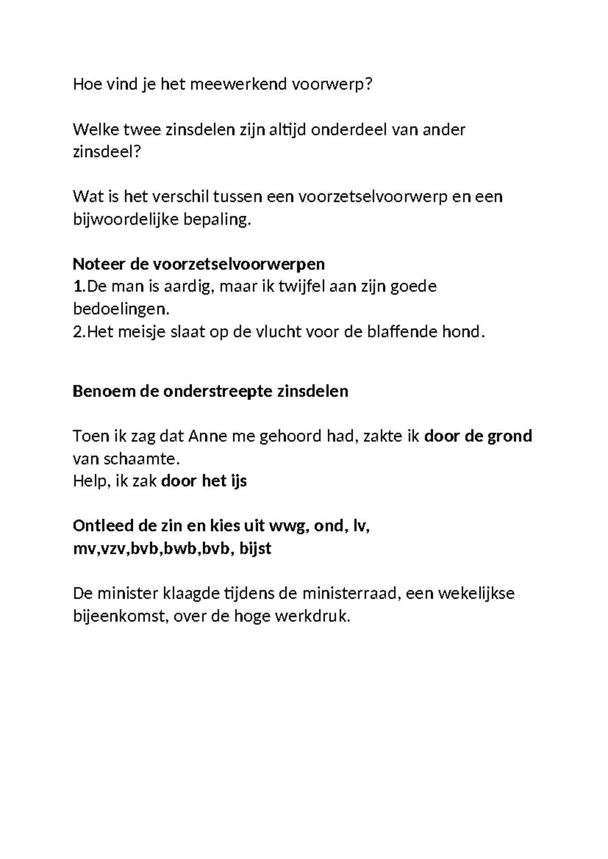 Nederlands Grammatica Antwoorden: Meewerkend Voorwerp en Zinnen ...