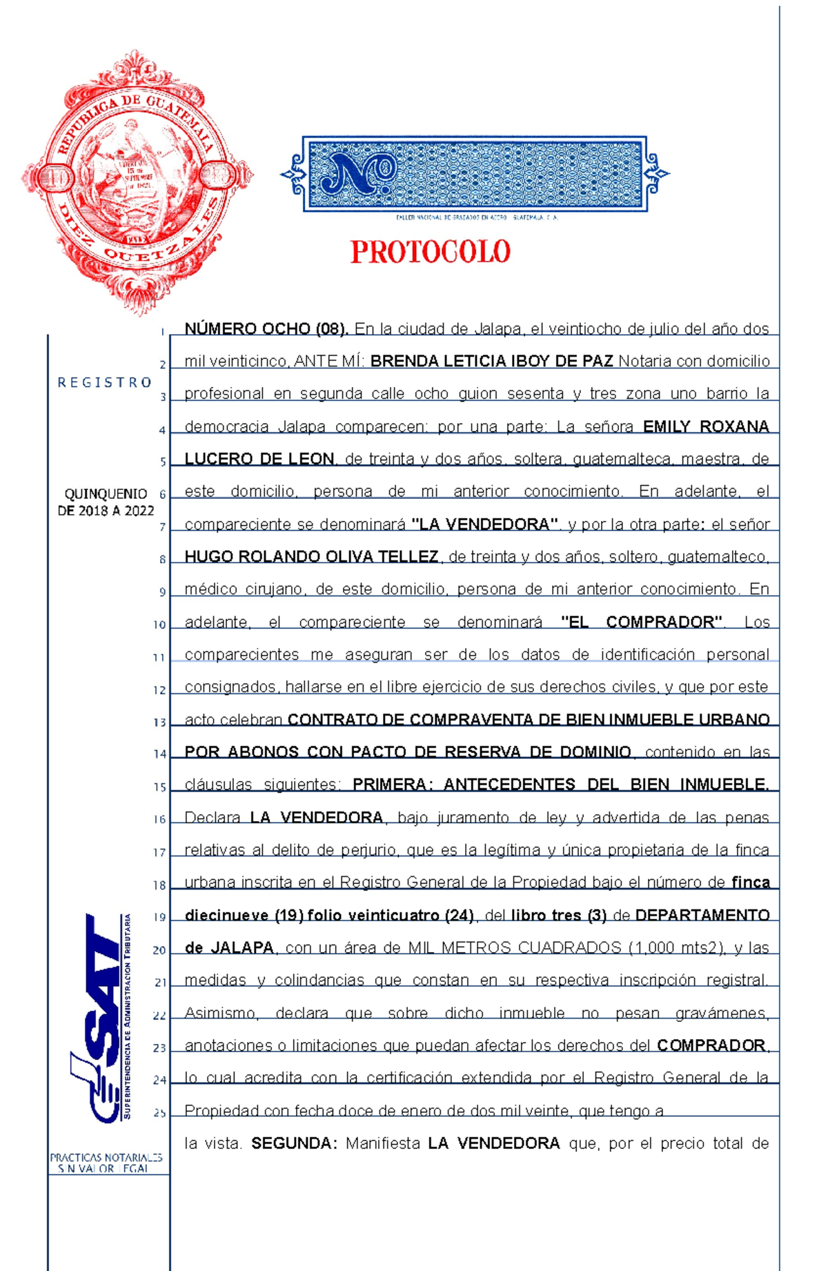 Ejemplo de Contrato de Compraventa de Bien Inmueble Urbano - Studocu