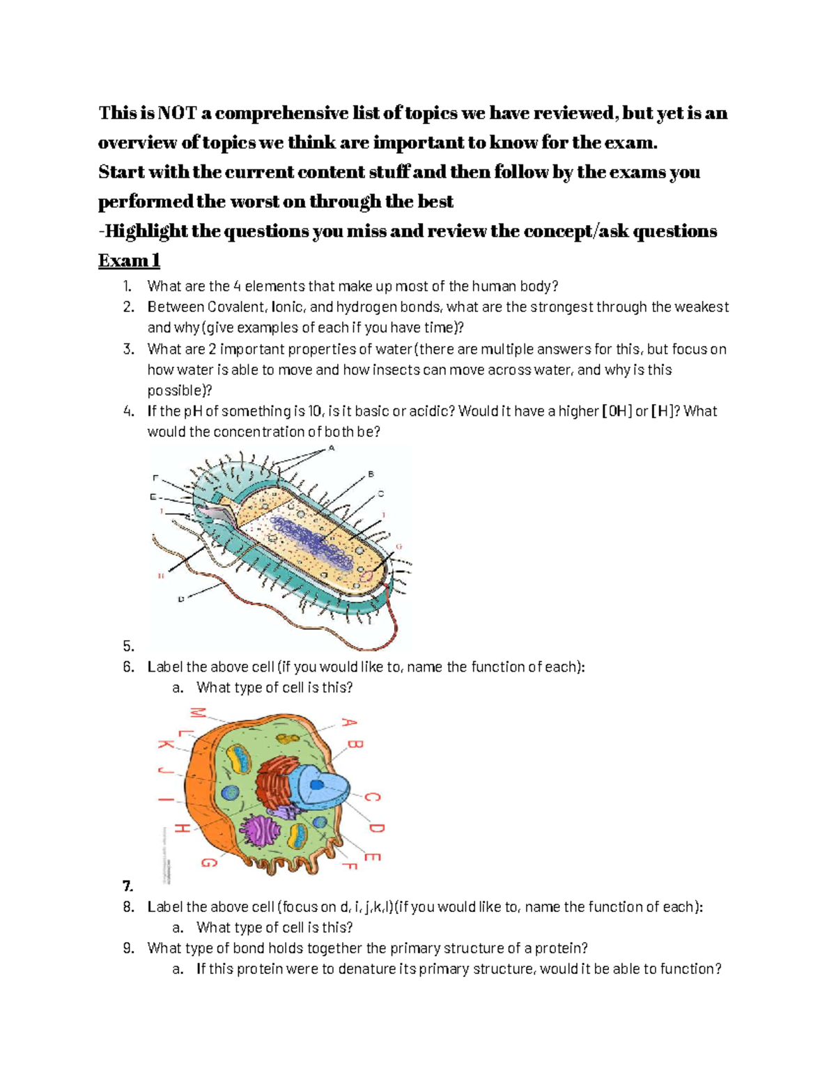 Final Exam Review Sheet for Biology 101: Key Topics and Questions - Studocu