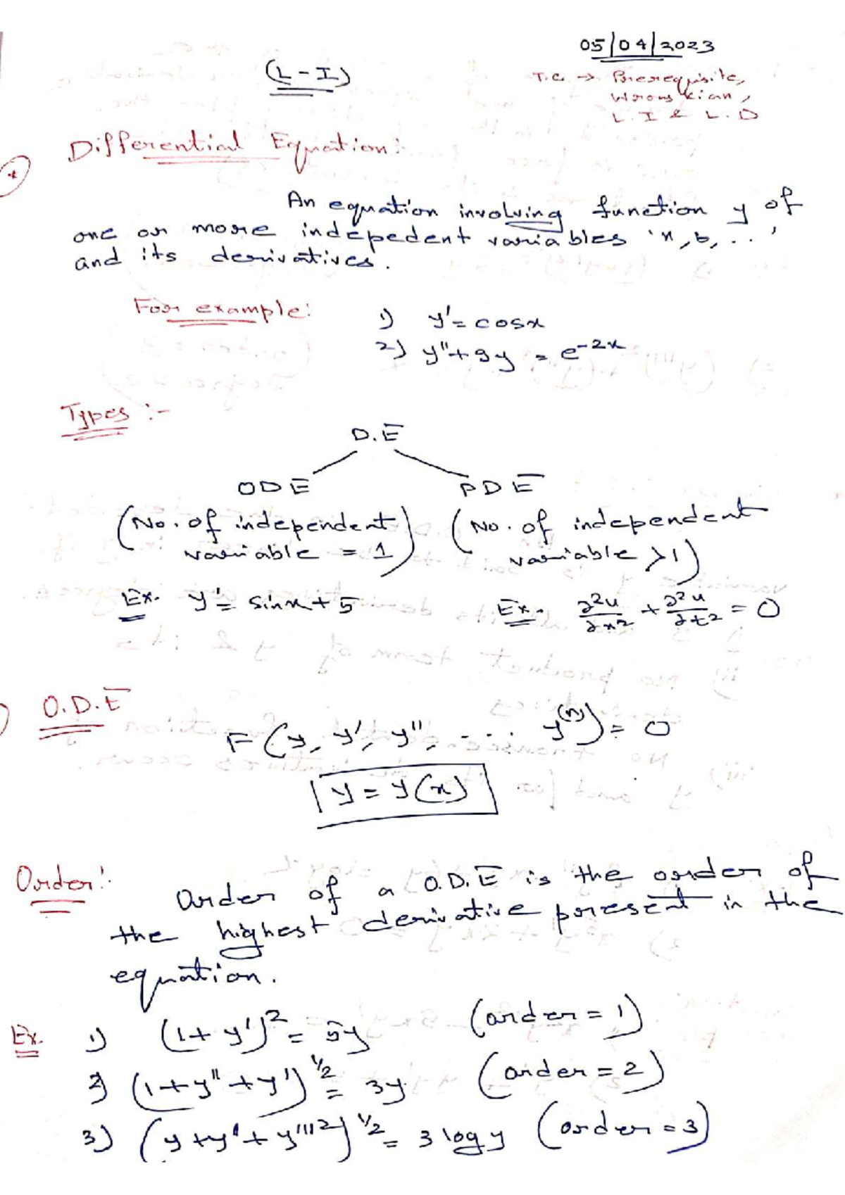 L1 - MODULE 1 LECTURE NOTES ON DIFFERENTIAL EQUATIONS - Studocu