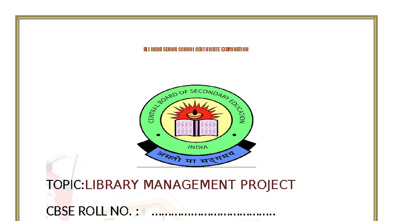 Library Management Project - Informatics Practices (IP) Class 12 - Studocu