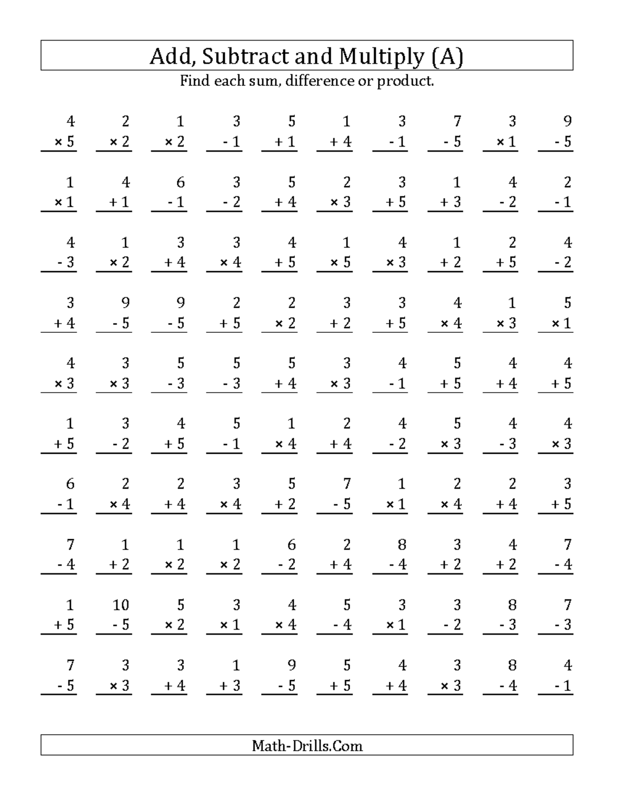 Mixed Operations Assignment (ASM) - Add, Subtract, Multiply - Studocu