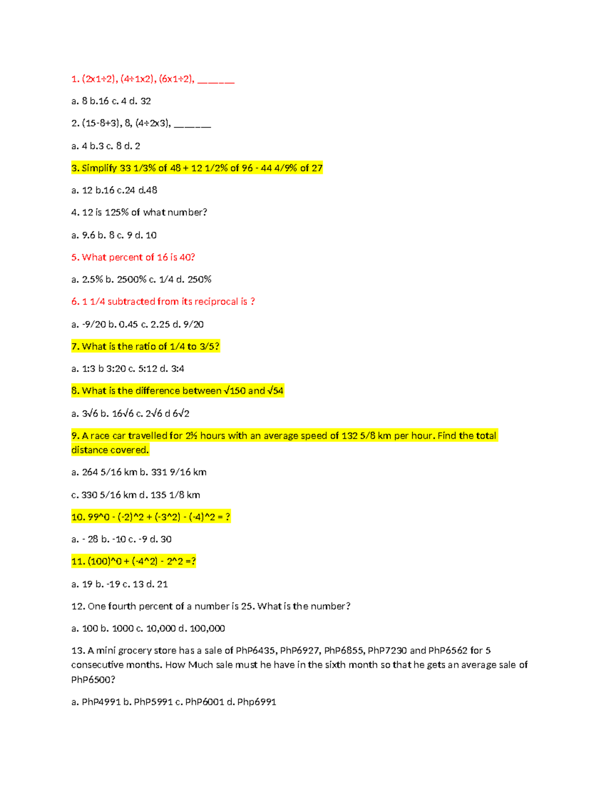 MOCK EXAM MATH 1 - SAMPLE QUESTIONS AND SOLUTIONS - Studocu